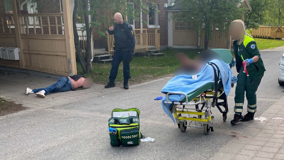 Polis och ambulans kom snabbt till platsen, ett lägenhetsområde i Piteå kommun. Gärningsmannen kunde gripas tämligen odramatiskt och hade kastat ifrån sig macheten när polisen kom. Han åtalas nu för mordförsök och för flera fall av angrepp mot poliser.
