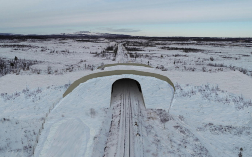 Bilden är en illustration hur en faunapassage vid Kalixfors-Råtsi skulle kunna se ut.