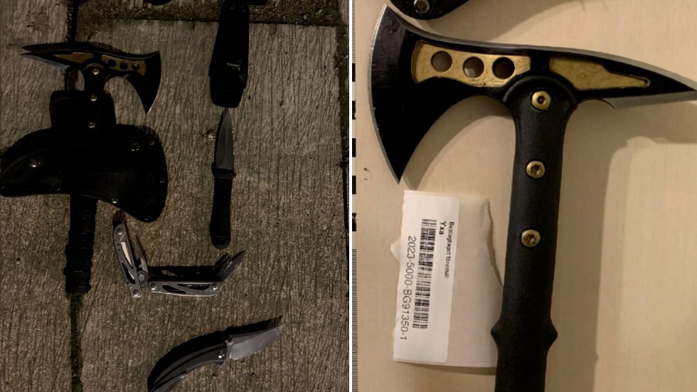 Bilder på polisens beslag från kvällen.