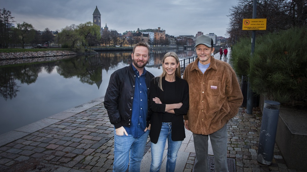 Så såg det ut, när film- och serieveteranerna Henrik Björn och Felix Herngren mötte författaren Emelie Schepp vid inspelningarna av "Jana – Märkta för livet" i Norrköping.