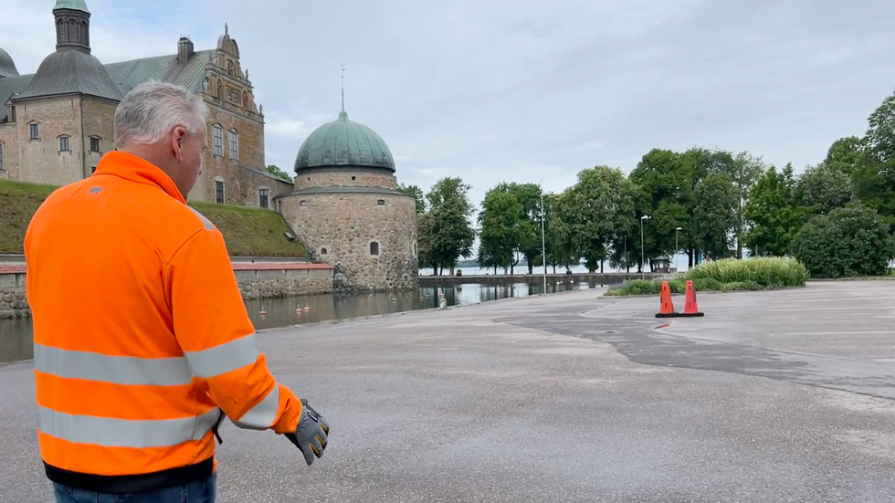 Som Hamnparkeringen i Vadstena såg ut innan parkeringarna ritades ut.