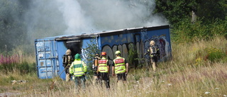 Byggbarack i brand – räddningstjänsten ryckte ut