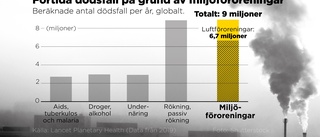 Föroreningar bakom vart sjätte dödsfall