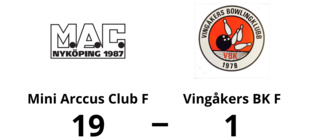 Tung förlust för Vingåkers BK F mot Mini Arccus Club F