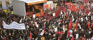 A-kassedemonstration utanför Riksdagshuset