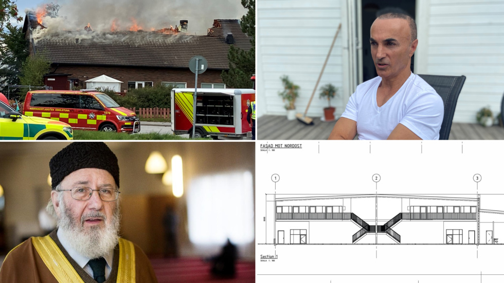 På platsenför den nedbrunna moskén planerar affärsmannen Mark Kakai en ny byggnad. Imamen Abd al Haqq Kielan är ordförande i Svenska islamiska samfundet. 