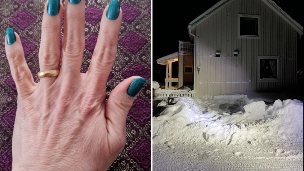 Mördade Marias ring och huset i Sangis. Bilder ur förundersökningen.