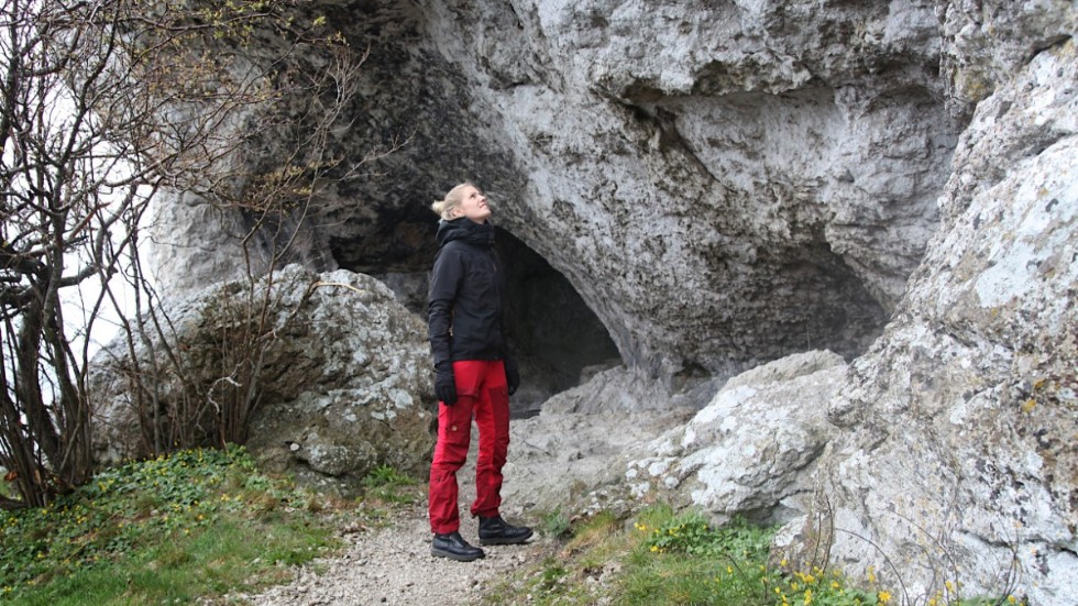 Vid Högklint finns utmärkta möjligheter att studera lagren av kalksten, tycker Martina Östsjö. Högklint uppmärksammades för sin geologi redan för hundra år sedan, och har haft skydd sedan 1919.

