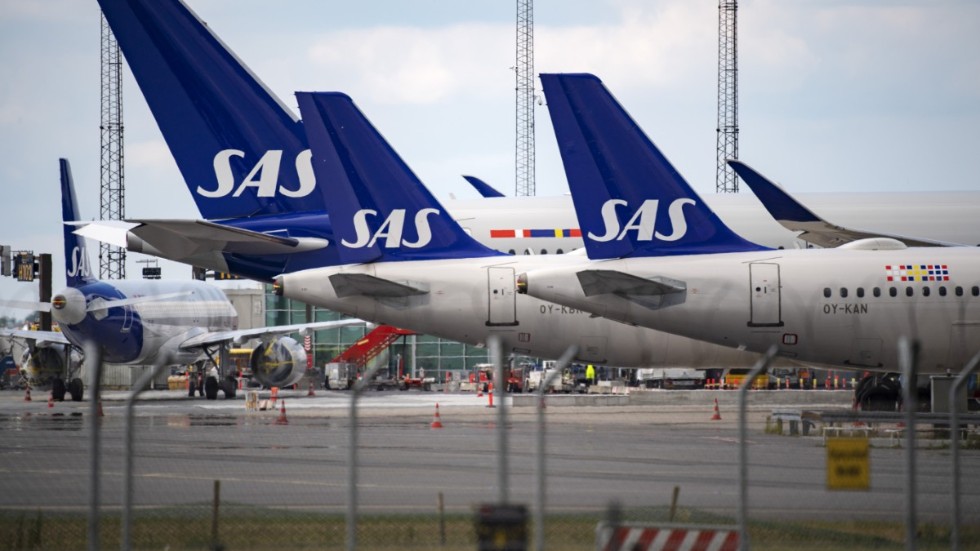 Två personer har gripits efter en protestaktion på ett SAS-flygplan under måndagen. Arkivbild.