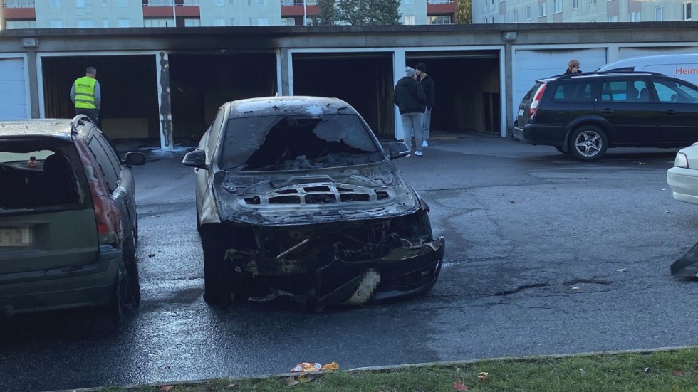 Brandplatsen i Ektorp på torsdagsmorgonen.