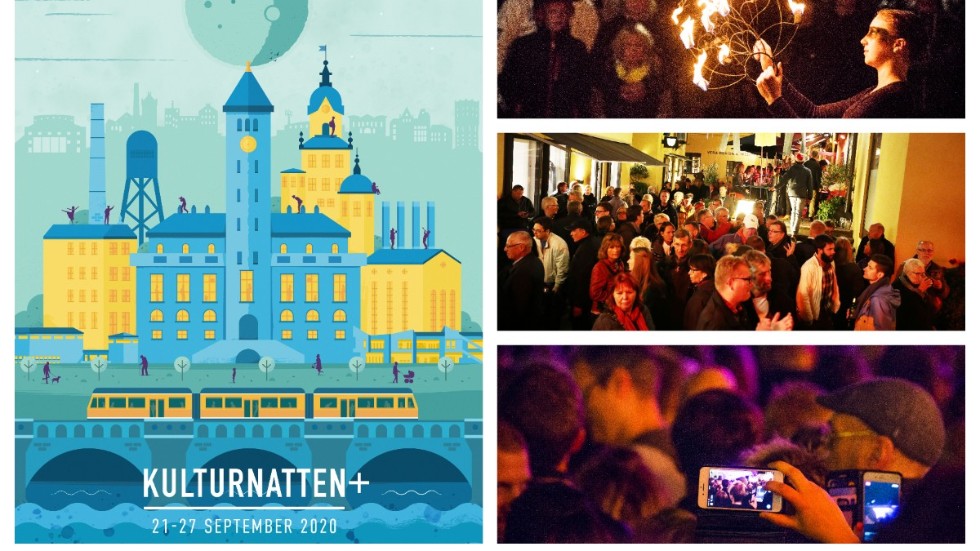 Folkligt, festligt och fullsatt. Det är så Kulturnatten brukar upplevas. Årets Kulturnatten+ (affischen av David Örtenblad Savel) blir annorlunda.