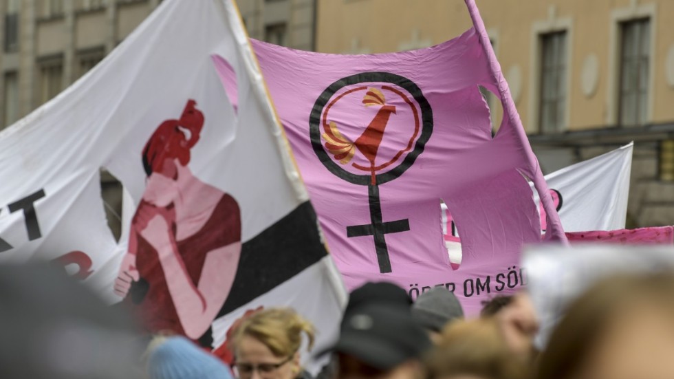 Förra årets demonstrationståg genom centrala Stockholm på internationella kvinnodagen. Arkivbild.