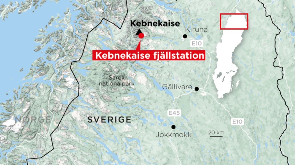 Det varma och blåsiga vädret gör att det inte går att ta sig ner från Kebnekaise fjällstation.