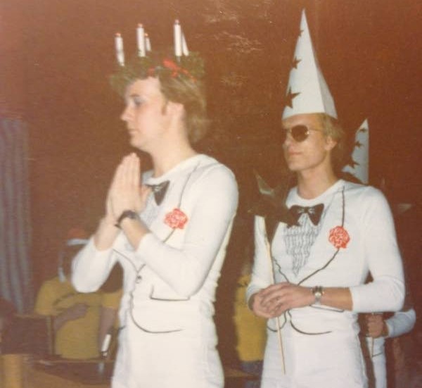 Från danspalatset Lorry 1976. Jimmy Uller är lucia och Torkel Danielsson stjärngossetärna.