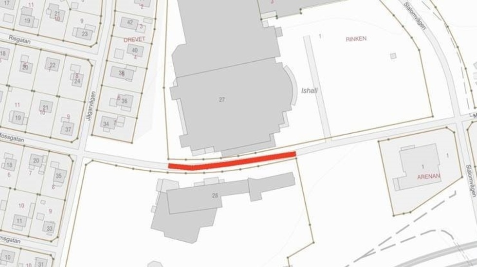 Denna del av Mossgatan stängs av.
