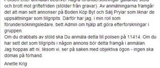 Polisen utreder gravstölder på Facebook