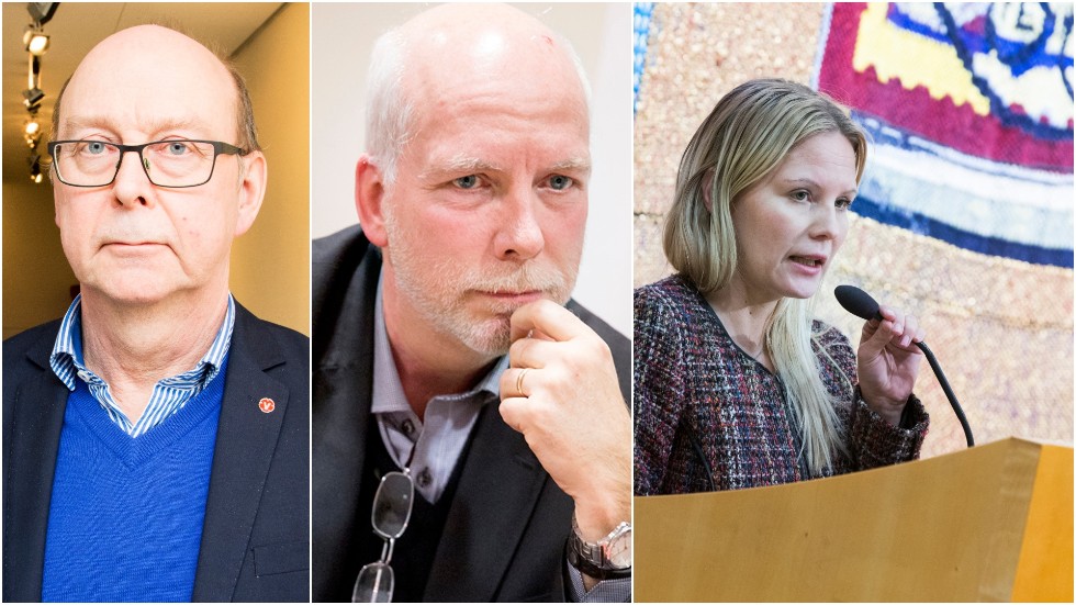 Bland oppositionspartierna råder det delade meningar om det upphandlingspaket som presenterades tidigare i veckan. Från vänster Glenn Berggård, Anders Öberg och Marianne Sandström. 