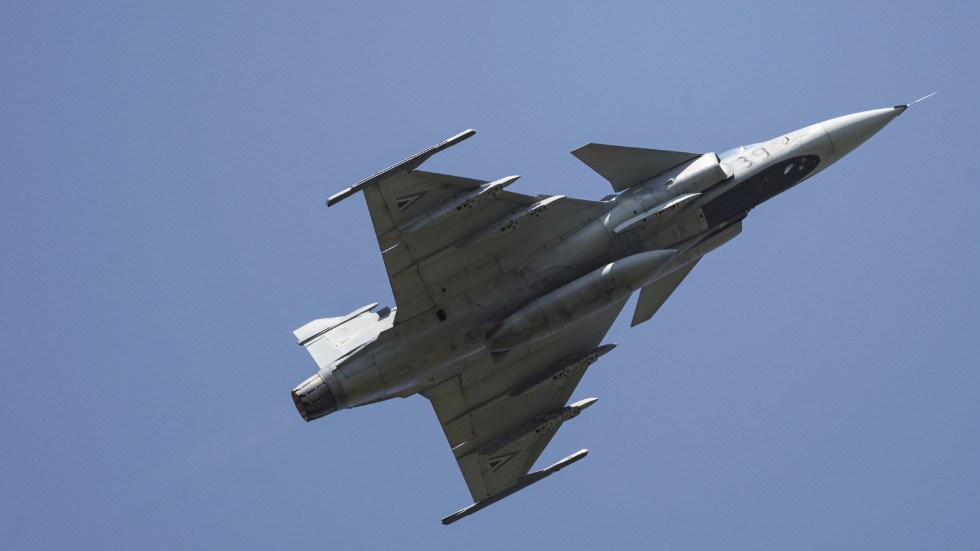 Ett Gripenplan i luften. Arkivbild