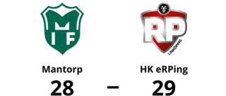 Mantorp föll med 28-29 mot HK eRPing