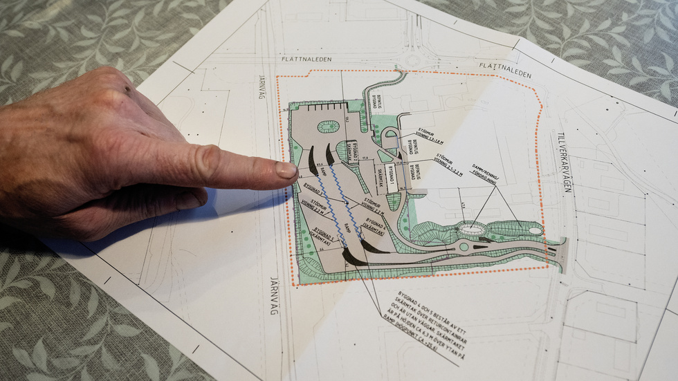 Ritning på kommunens nya återvinningscentral. Företagarna på Tillverkarvägen, som blir granne med centralen och kommer att få all trafik från och till den anläggningen, befarar  trafikkaos.