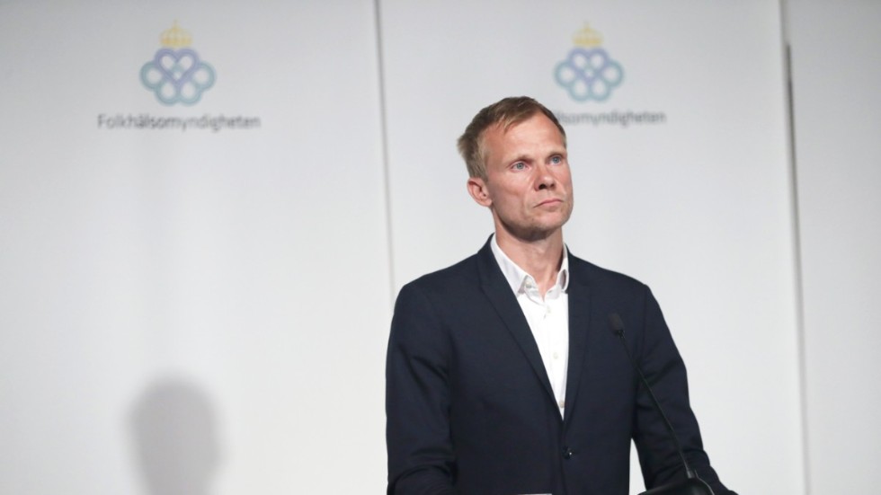 Folkhälsomyndighetens presschef Christer Janson under torsdagens pressträff.