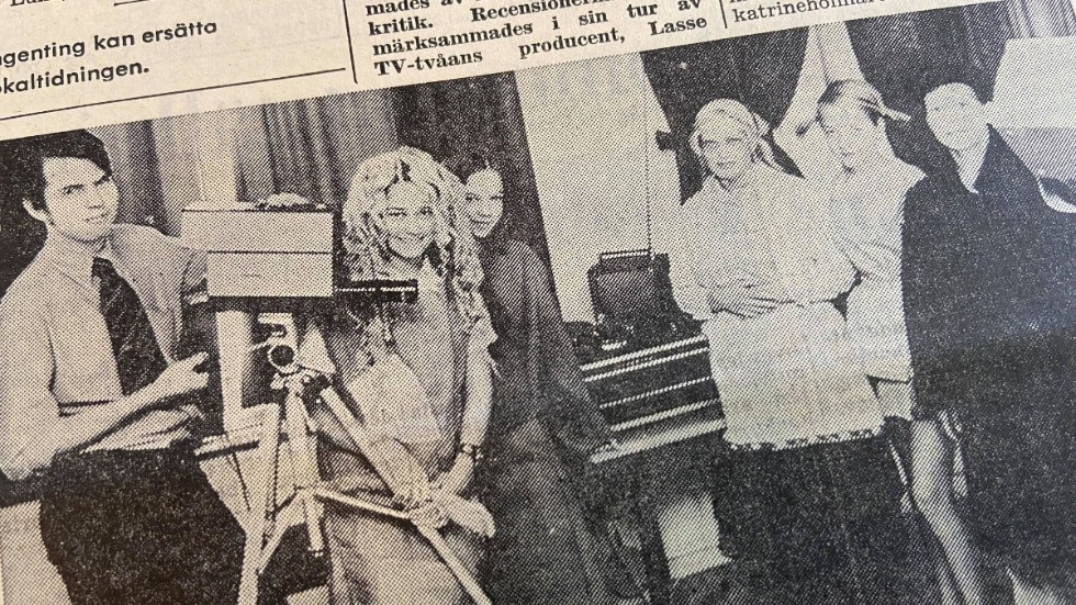 Kuriren för 50 år sedan: Stefan Rydén tillsammans med sin teatergrupp som i lördags gjorde en provinspelning för TV 2.