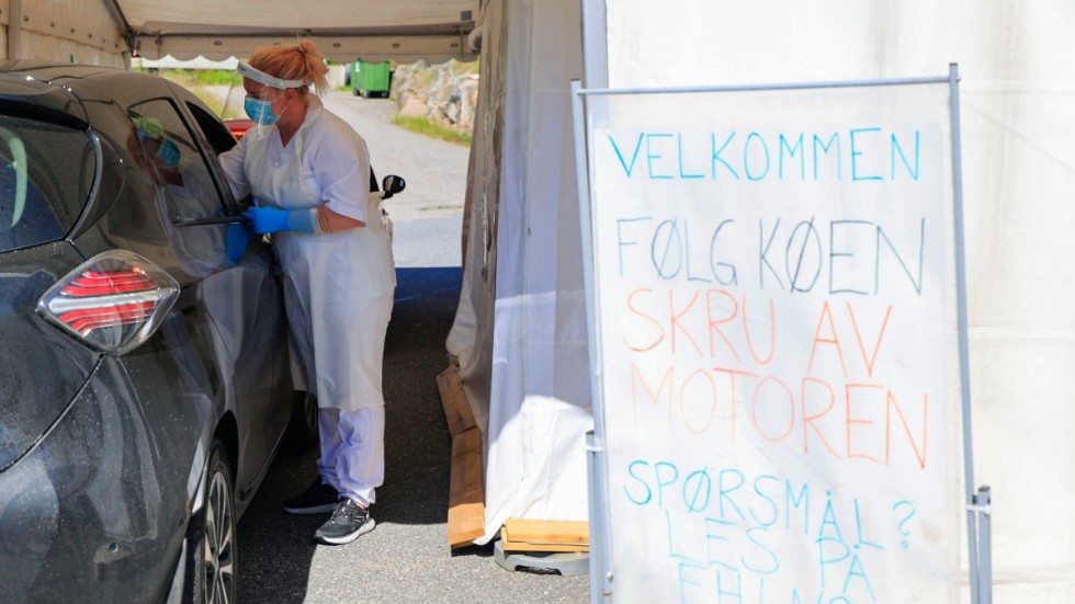 Drive-in-testning i Grimstad i södra Norge tidigare i somras.