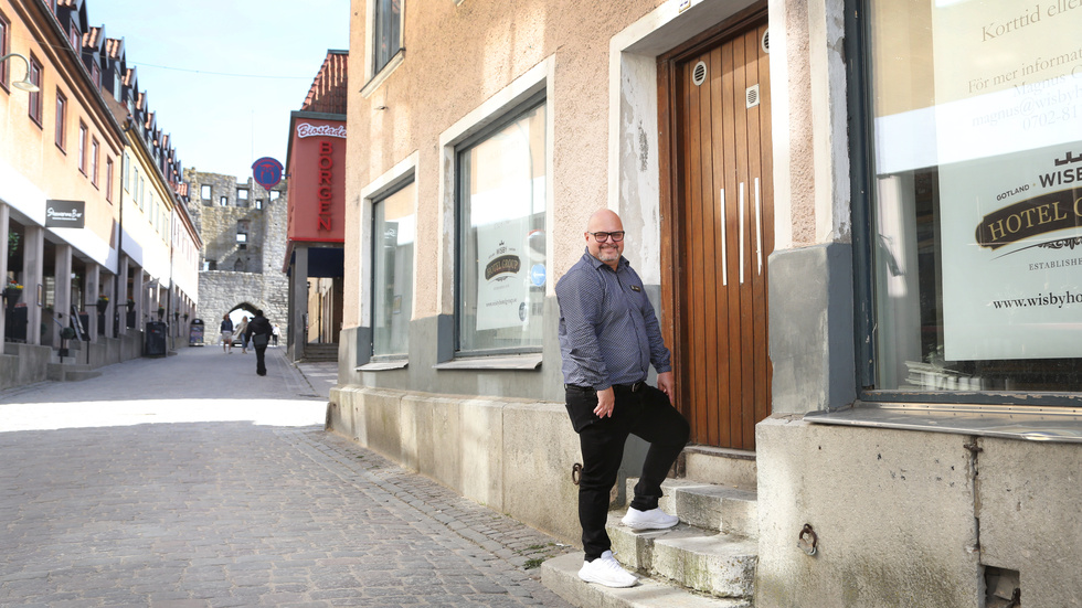 Magnus Olsson, hotellcef på Wisby Hotel Group, när arbetet med Klintens livs var i full gång. 