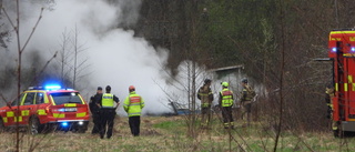 Brand i nedgången husvagn på Himmelstalundscampingen