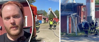 Byggnad på 200 kvadratmeter förstördes i industribrand