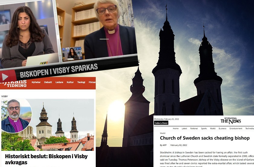 Alla stora medier rapporterade om tisdagens stora nyhetshändelse, att biskopen i Visby får gå med omedelbar verkan.