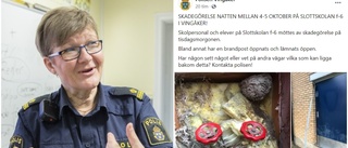 Brandpost slogs sönder på Slottsskolan – polisen vädjar om allmänhetens hjälp