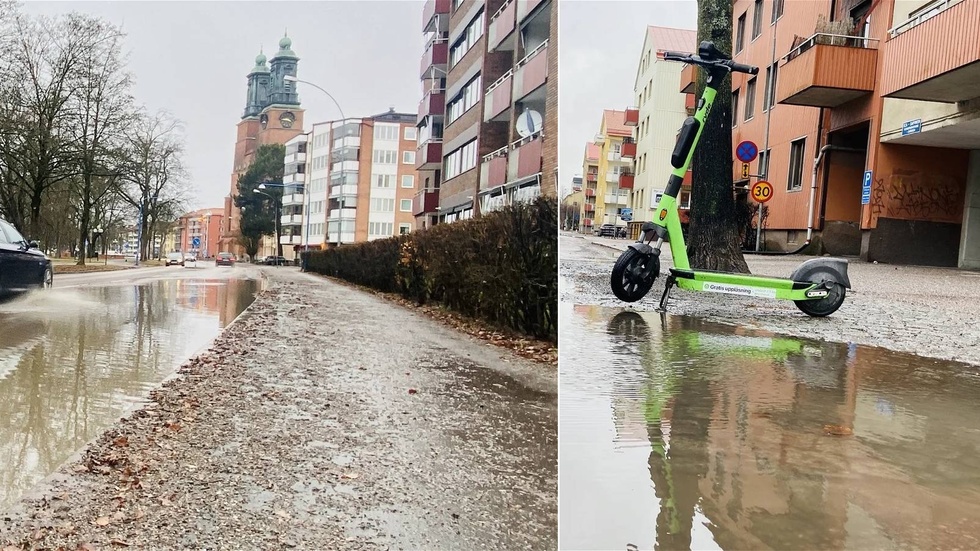 Regnet vräkte ner över Eskilstuna under lördagen.