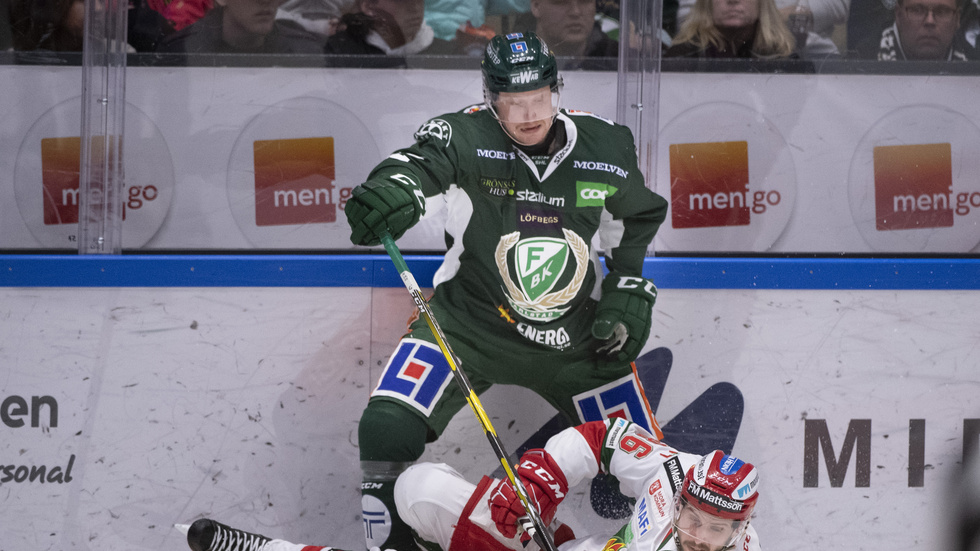 Alexander Reichenberg i Färjestads gröna tröja 2019. Arkivbild.