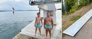 Trampolin lossnade på badplats – när barn stod på brädan