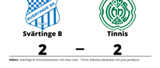 Svärtinge B tappade ledning till oavgjort mot Tinnis