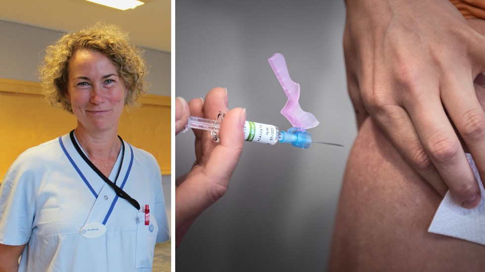 Åsa Maxeby, verksamhetschef för vaccinationskliniken Region Östergötland, välkomnar patienterna till en ny vaccinationsenhet som öppnar den 14 december.