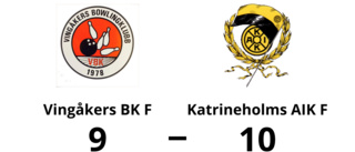 Vingåkers BK F föll mot Katrineholms AIK F med 9-10