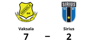 Storförlust för Sirius - 2-7 mot Vaksala