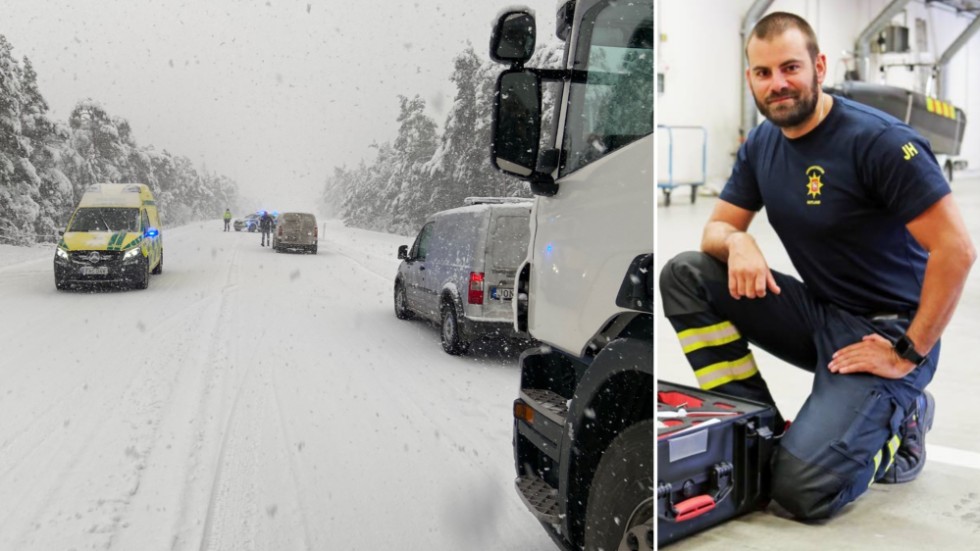 Kraftiga snöfall har orsakat flera trafikolyckor på Gotland.