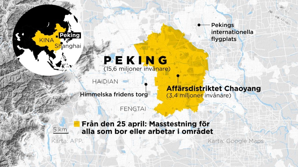 Från den 25 april ska alla som bor eller arbetar i affärsdistriktet Chaoyang testas för covid-19.