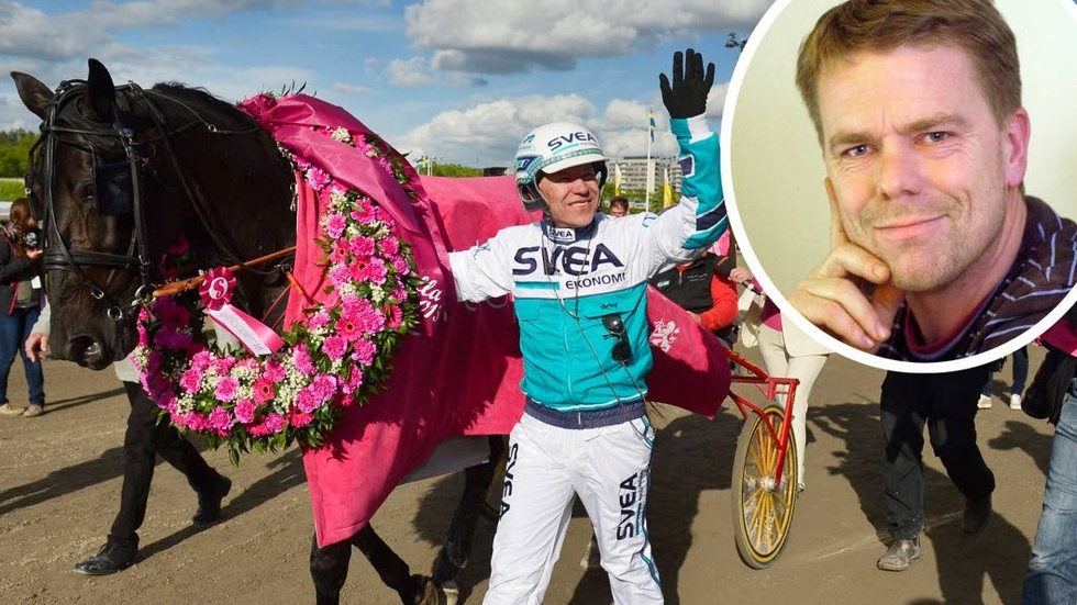 Örjan Kihlström jublar efter sin seger i Elitloppet 2015.