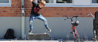 Far och son flippar skateboarden