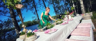 De ordnar med romantisk krog i skogen  