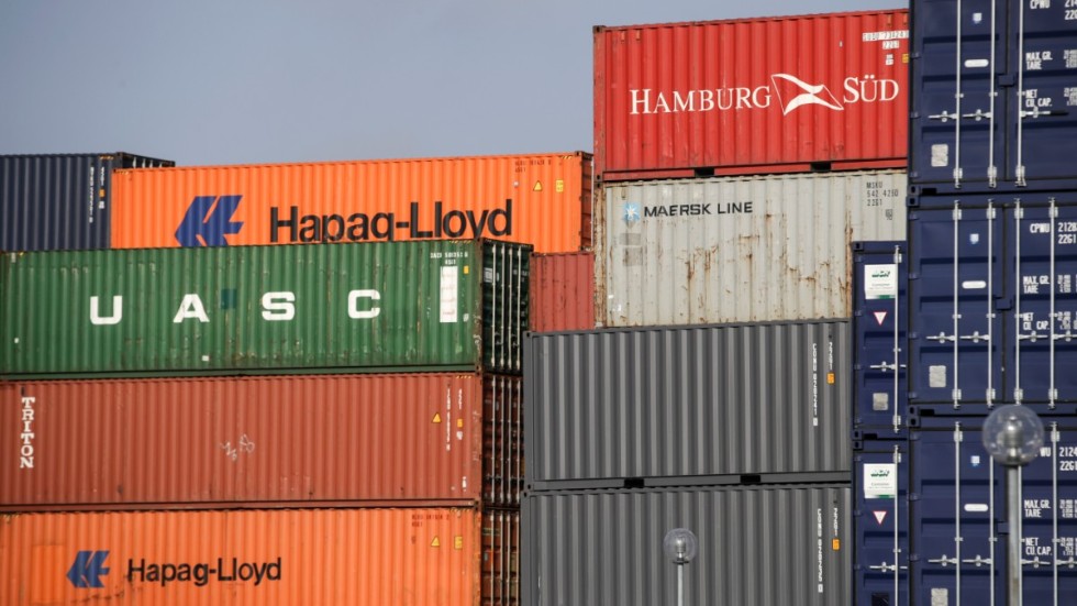 Containrar i Göteborgs hamn. Arkivbild