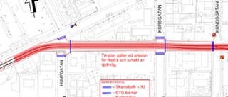 På måndag stängs treans spårvagn delvis av