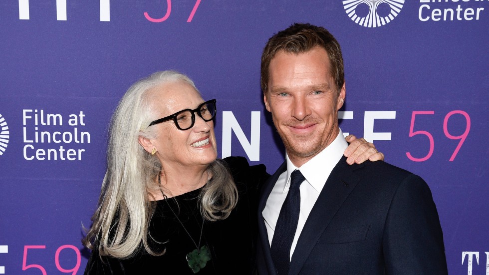 Jane Campion tillsammans med Benedict Cumberbatch i New York i oktober. Arkivbild.