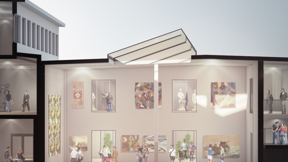 Så här kan en av salarna i Kaniken komma att se ut om fastigheten blir hem för Uppsala konstmuseum 2028.