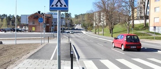 Stolpe mitt på cykelvägen