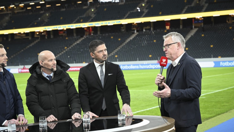 Förbundskapten Janne Andersson under måndagens tv-intervju med Viaplay.